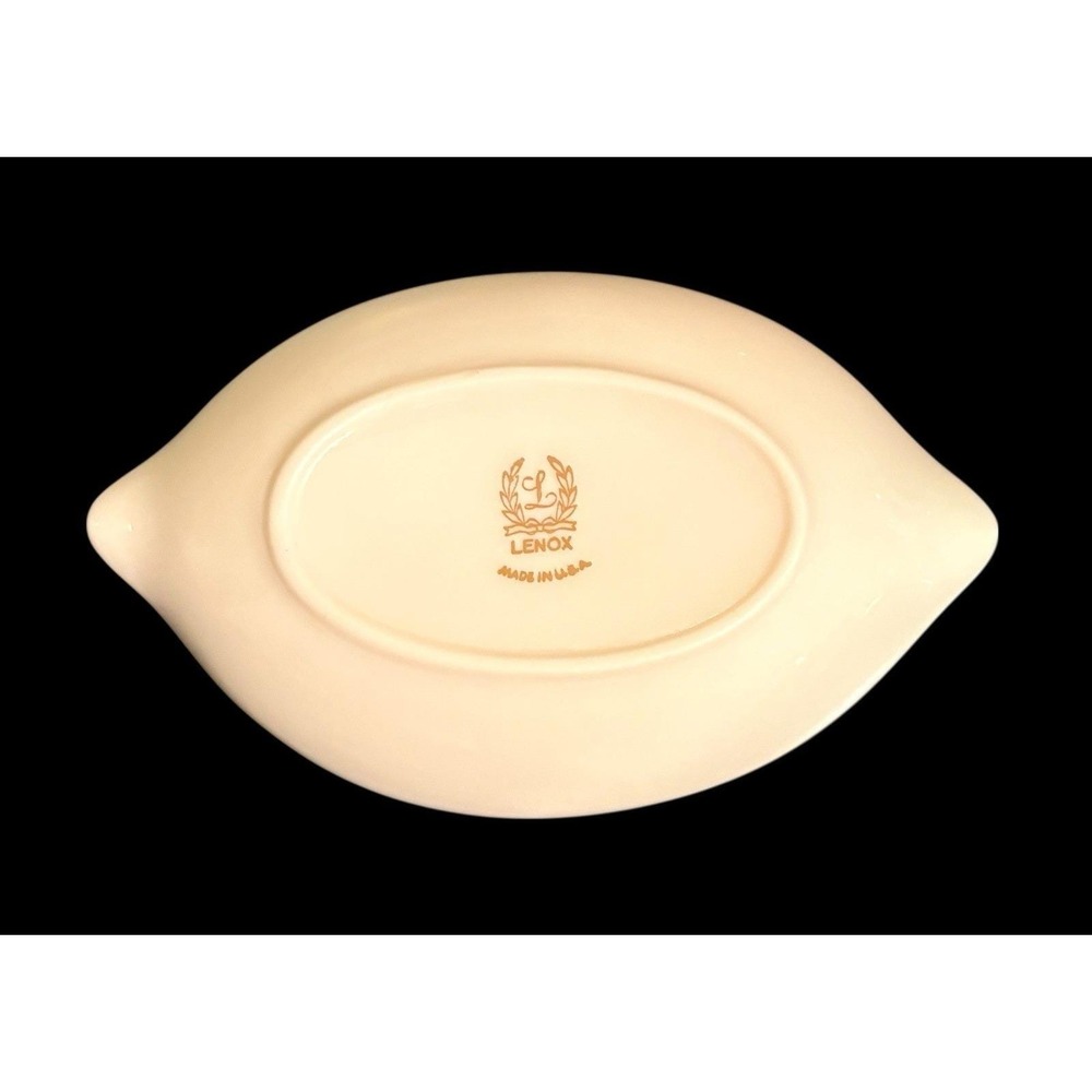 2 Lenox‎ Olympia 4" Oval Ashtrays Trinket Candy Dish Platinum Trim - Picture 6 of 6
